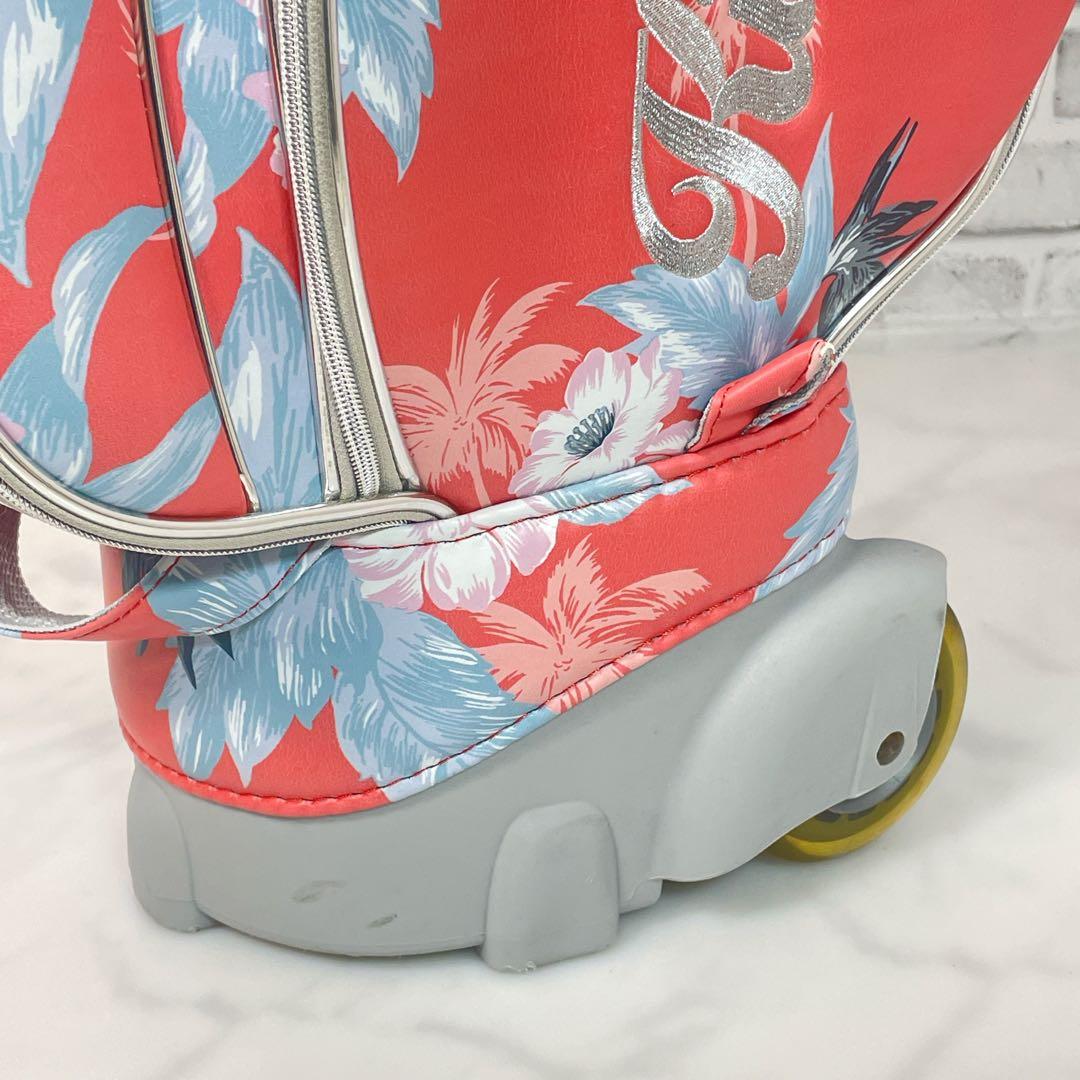 Kiss on the green キャディバッグ キャスター付き 花柄 ゴルフ