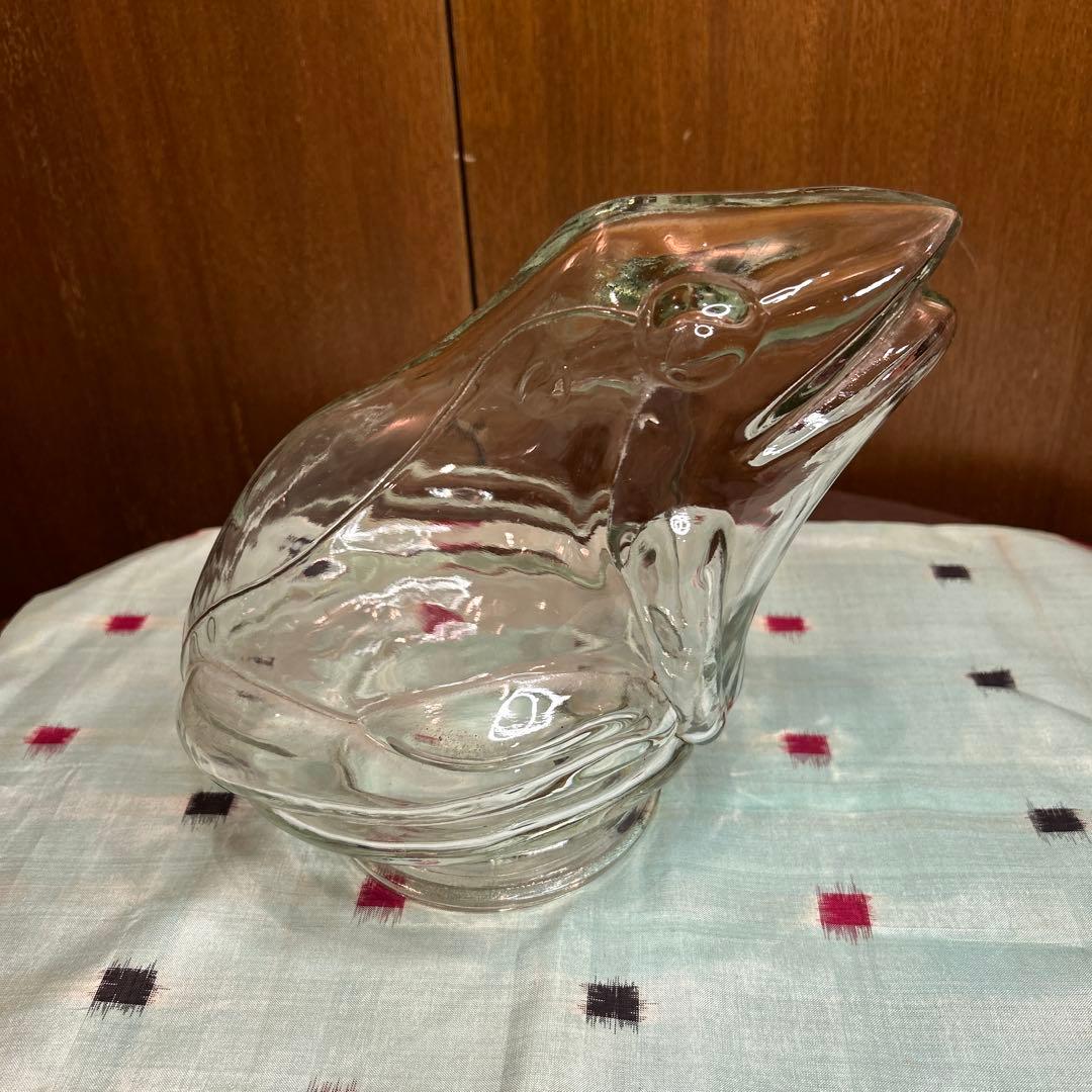 レアヴィンテージ古いガラスの大きくて重いカエル瓶/ジャー/ガラスドーム/伏せ瓶