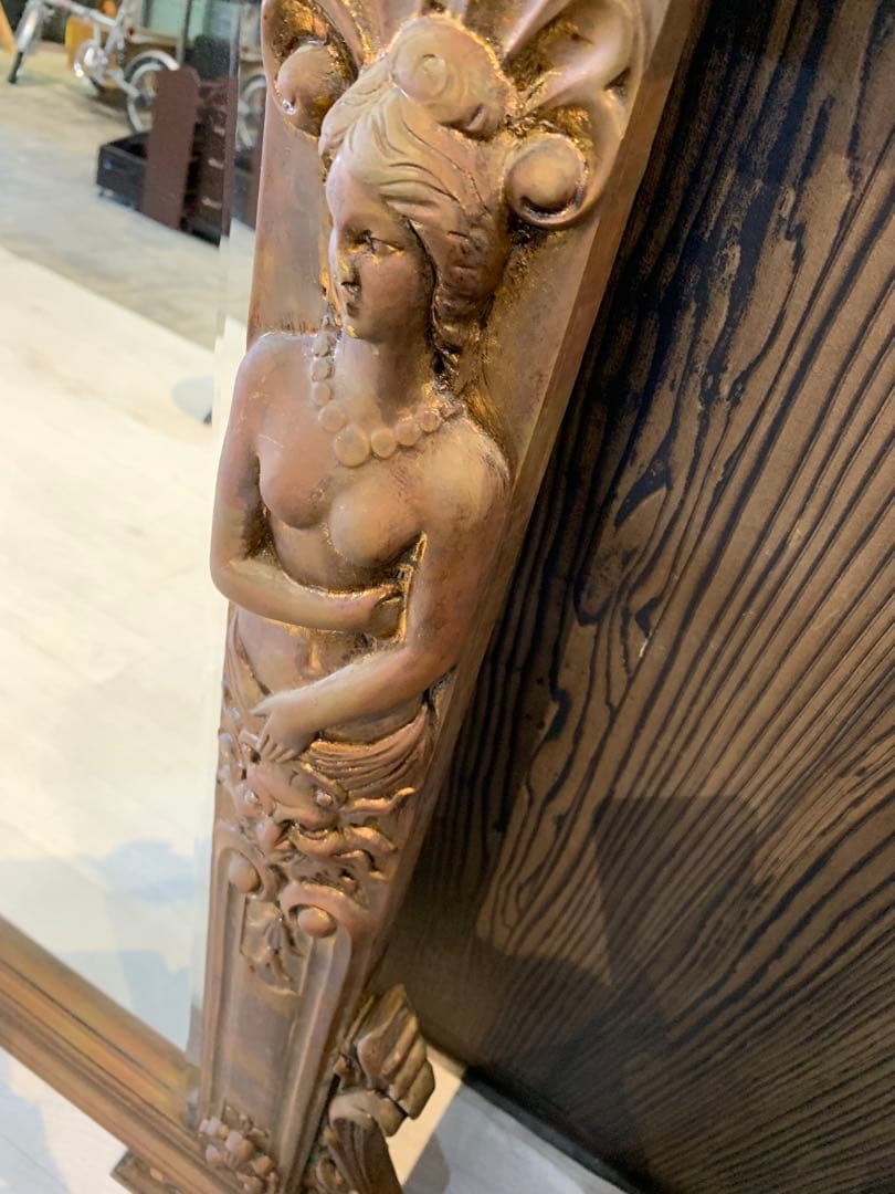 バロックスタイル 鏡 天使彫刻付き