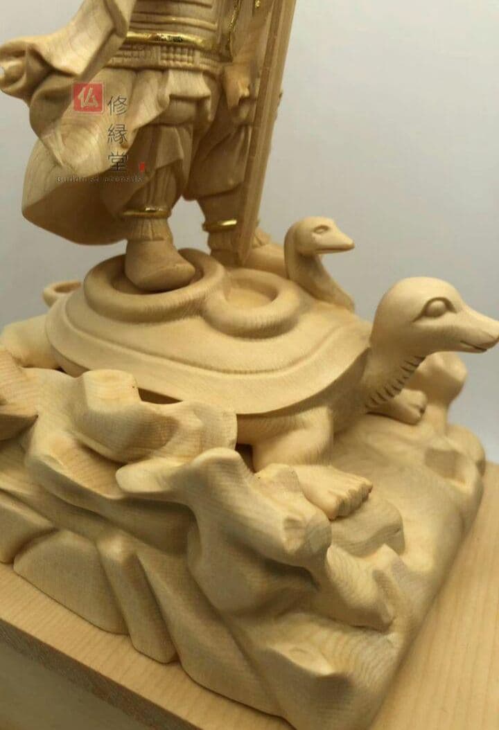 【修縁堂】最高級 木彫り 仏像 北辰妙見菩薩立像 彫刻 本金 切金 天然木檜材