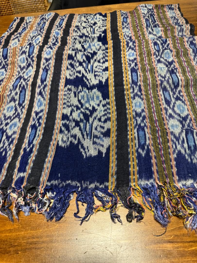 週末値下げヴィンテージイカット綿麻 インドネシア製 120x240cm