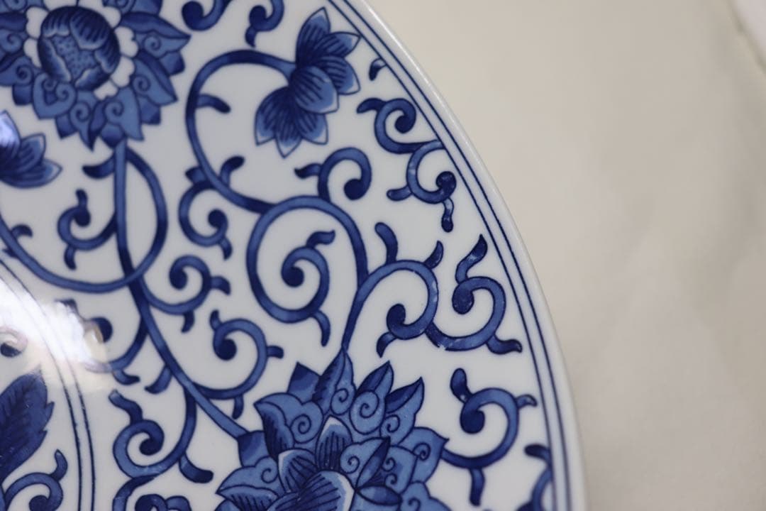 中国　染付蓮紋お碗　大明嘉靖年製銘　送料込み0525