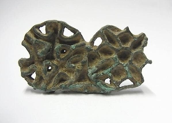 ★U1702★古代品 （19）青銅　大型スタンプ　ブロンズ製　印章　透かし紋様