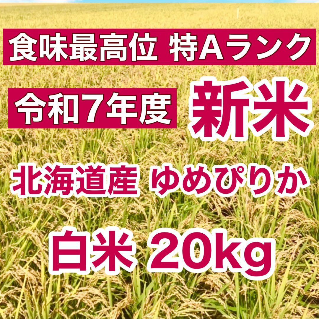 令和7年産 新米 北海道米 ゆめぴりか 白米 20kg 送料無料 ブランド米