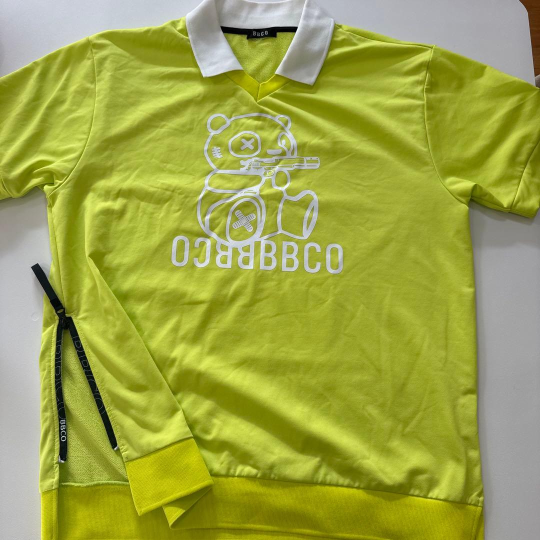 BBCO クマプリント ゴルフイエローシャツ