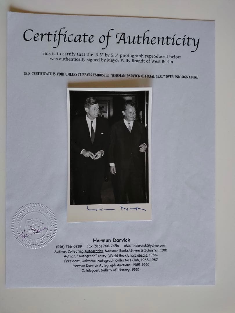 JFケネディアメリカ大統領・ブラントベルリン市長時代の写真