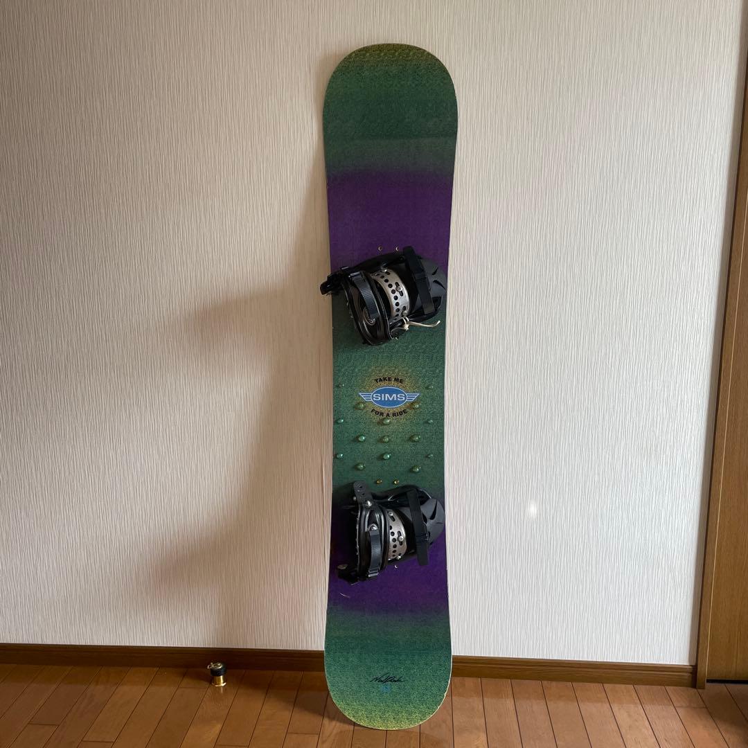 SIMS スノーボード 紫と緑のグラデーション　ビンディングセット