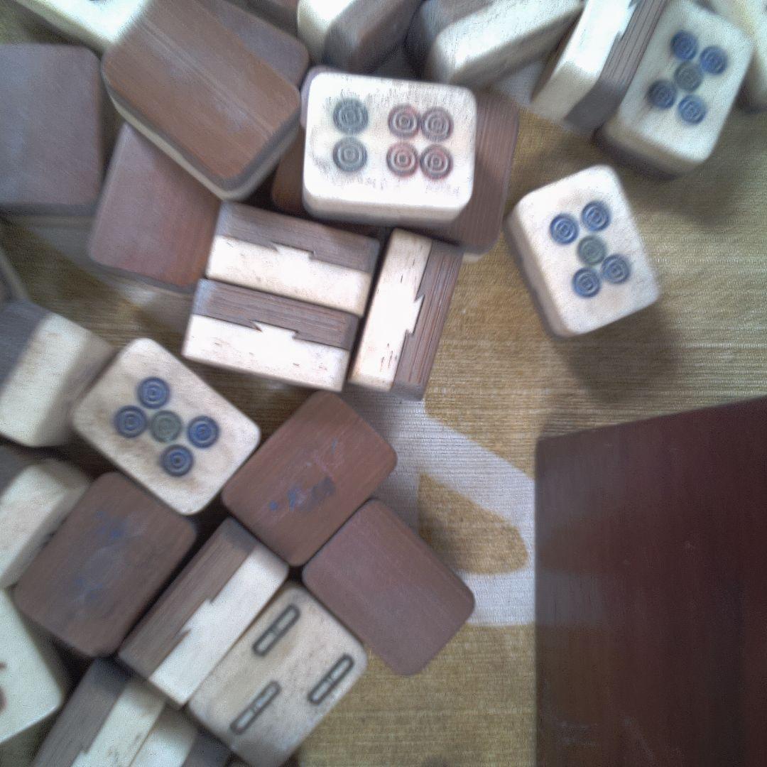 木製麻雀牌セット 収納ボックス付き 蓋無し 汚れ