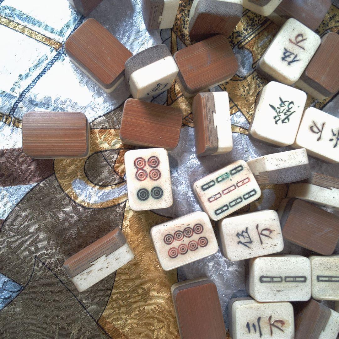 木製麻雀牌セット 収納ボックス付き 蓋無し 汚れ