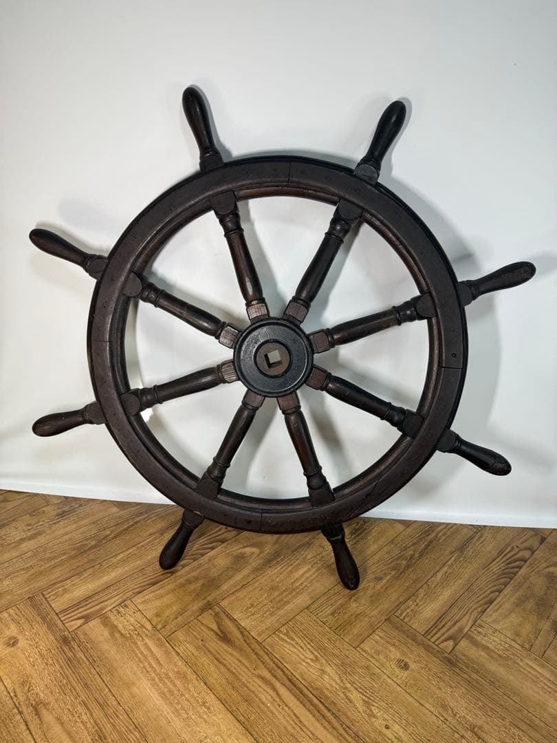 ◆舵輪◆直径約90㎝◆アンティークオブジェ◆木製◆大型◆操舵輪◆船舵◆舵◆