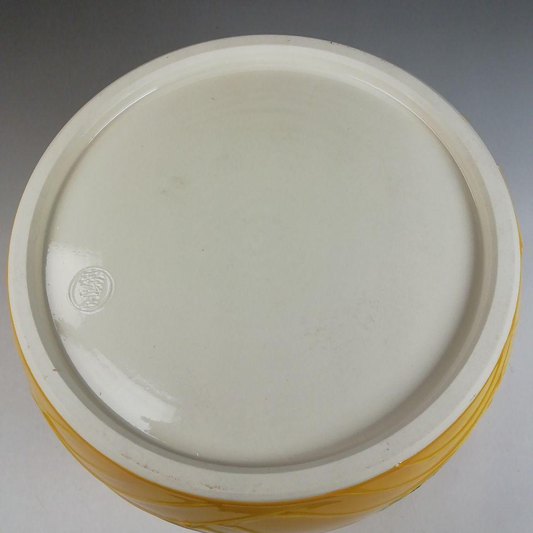 Ｔ９２２　水指　『黄交趾　四季草花花丸』『三室戸 造』　共箱　茶道具