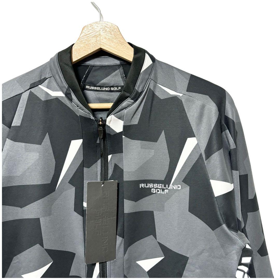 ラッセルノ ゴルフ リフレクターロゴ ジップアップ ジャケット ブラックカモ M