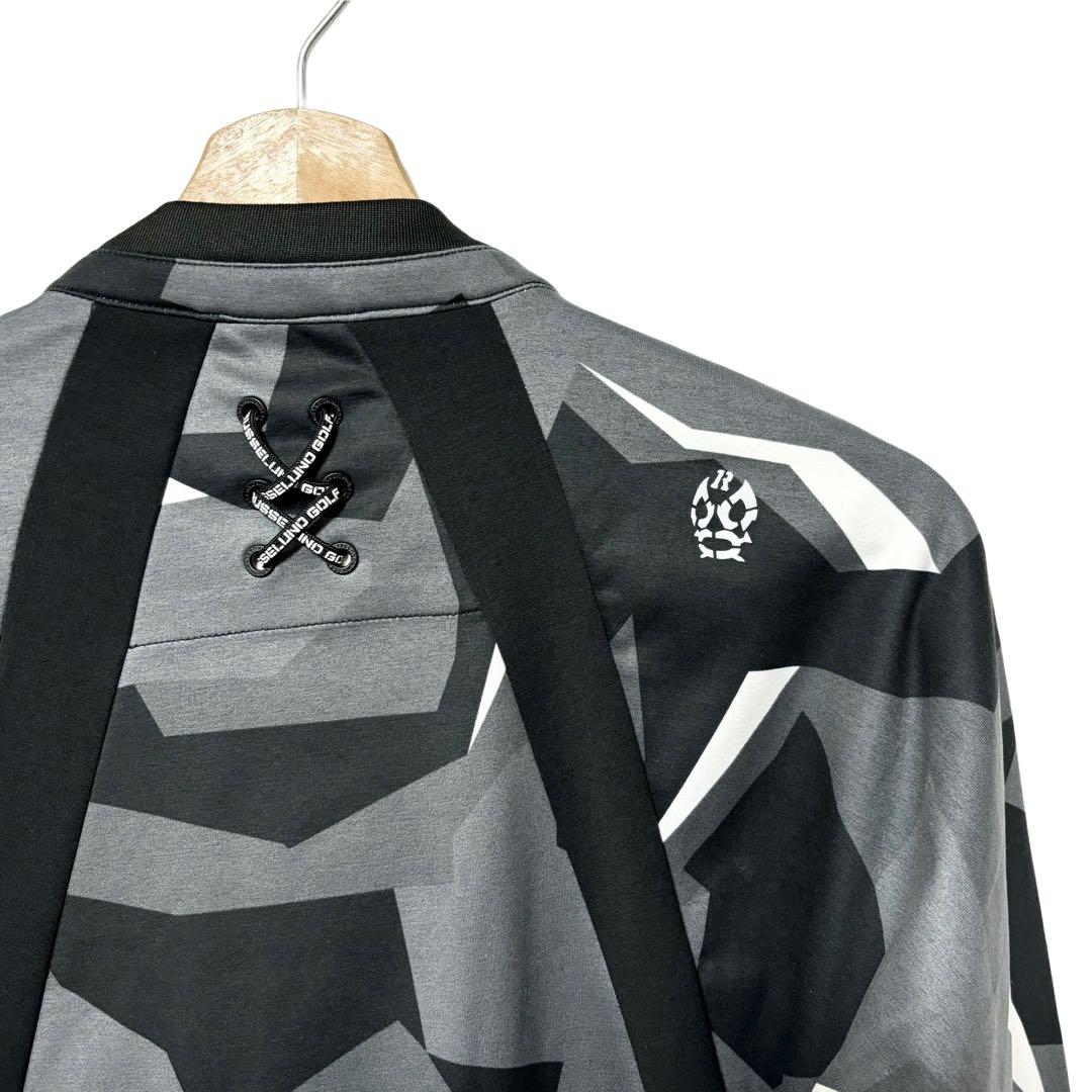 ラッセルノ ゴルフ リフレクターロゴ ジップアップ ジャケット ブラックカモ M