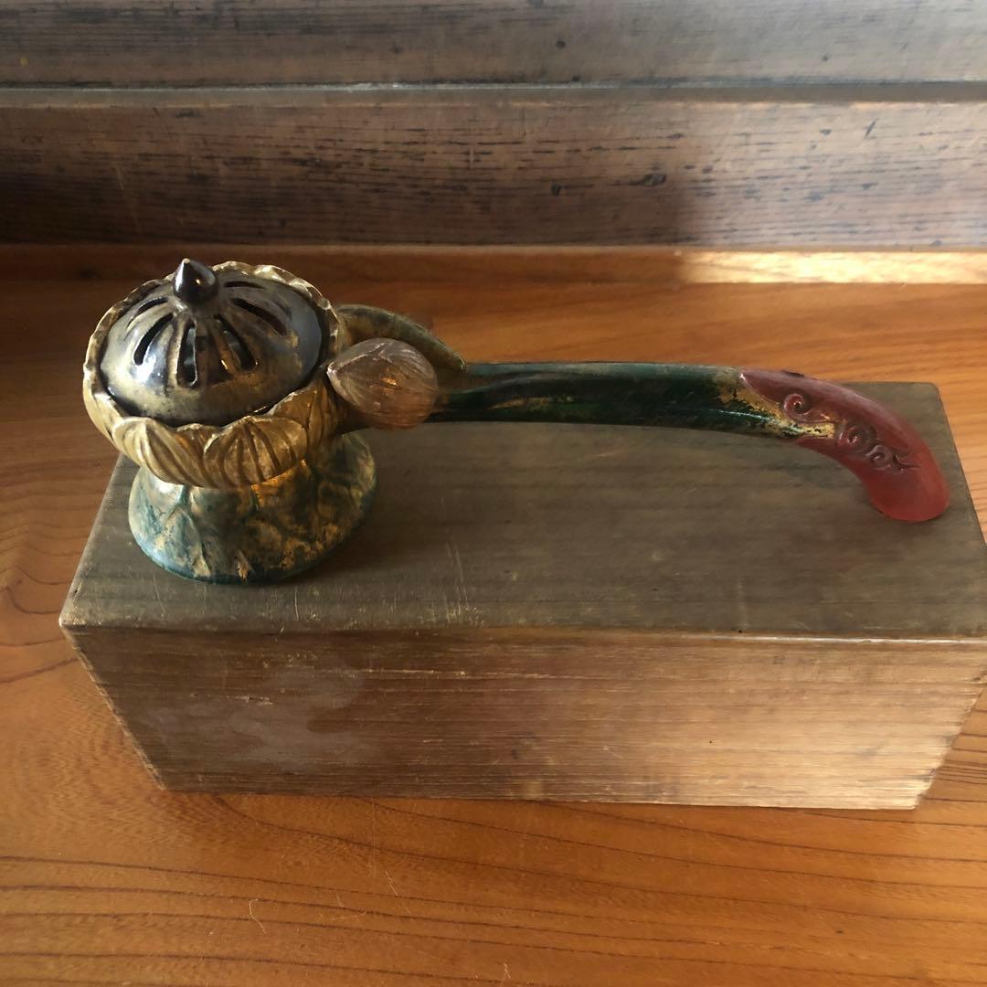 稀少な浦野乾哉(六世乾山)作色絵柄香炉共箱入