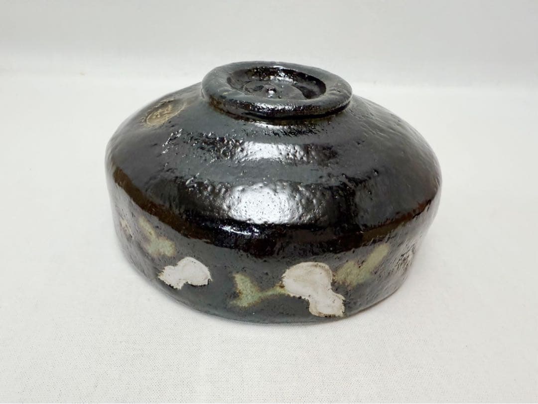 未使用 茶道具 伊東桂楽作 瓢箪柄 掛分 平茶碗 陶印 共箱