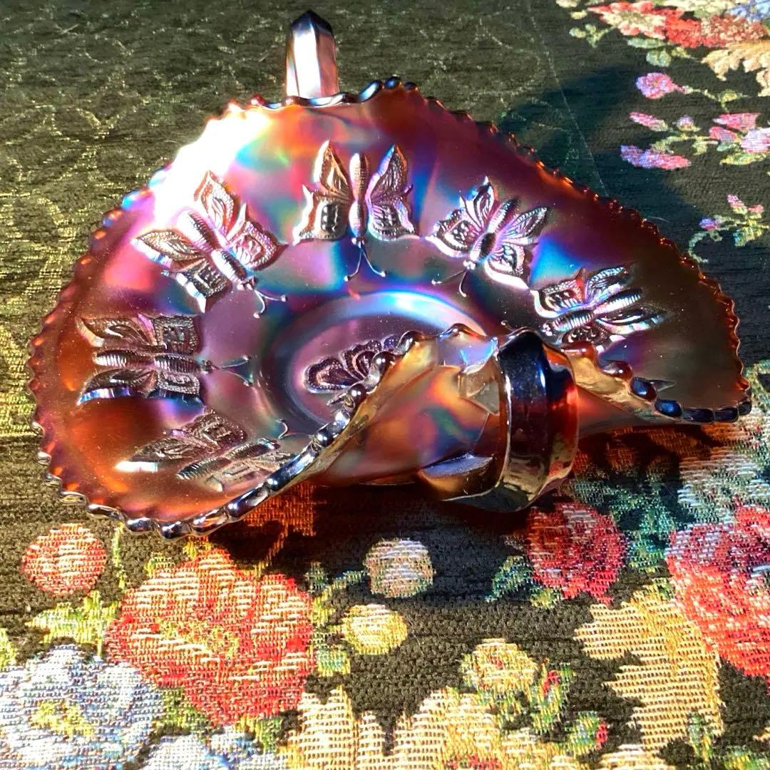 フェントン　バタフライ柄カーニバルグラス　ヴィンテージ