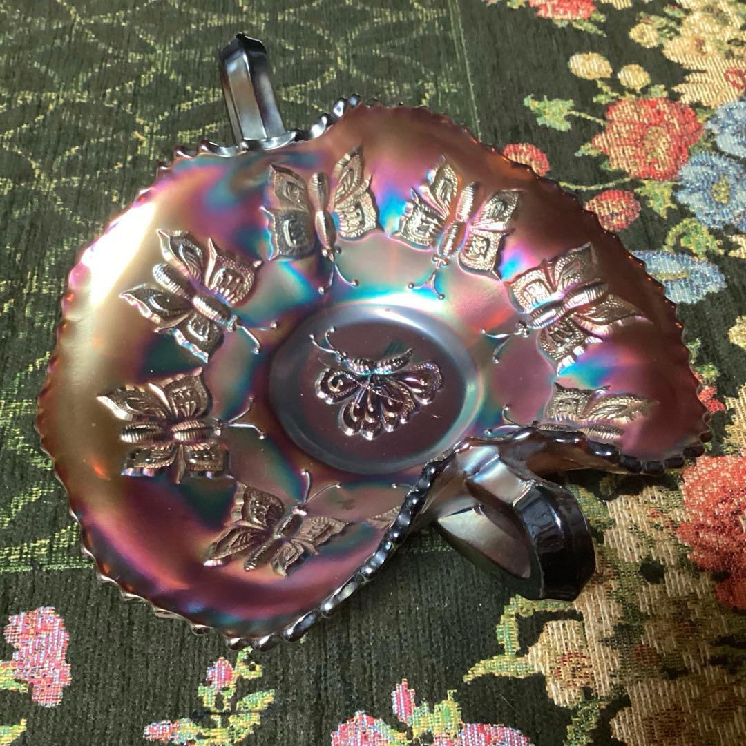 フェントン　バタフライ柄カーニバルグラス　ヴィンテージ