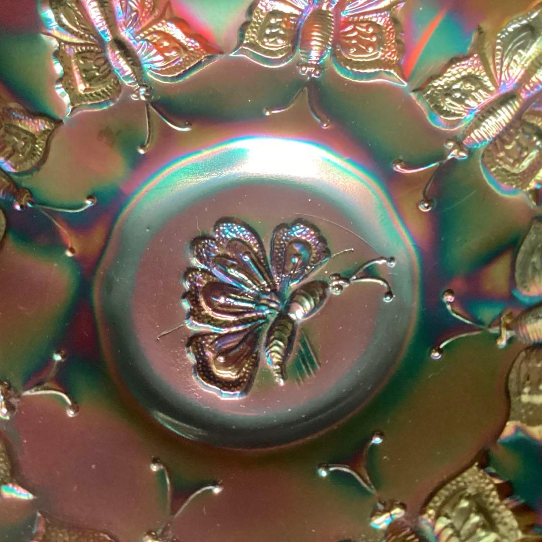 フェントン　バタフライ柄カーニバルグラス　ヴィンテージ