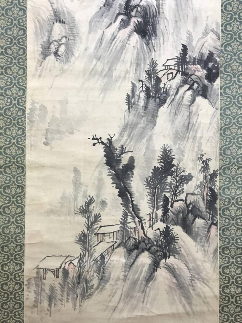 真作/釧雲泉/山水図/夏山烟雨/山家図/掛軸☆宝船☆AH-695