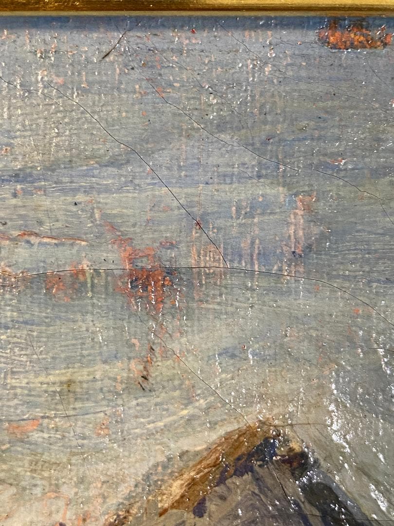 「真作」作者不明　風景画　油彩画　額装　サイン有り　F6号