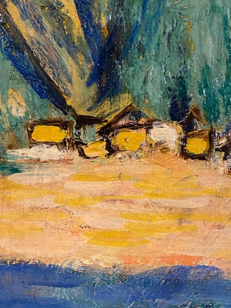 「真作」作者不明　風景画　油彩画　額装　サイン有り　F6号