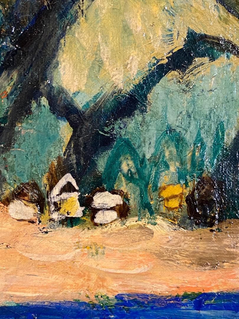 「真作」作者不明　風景画　油彩画　額装　サイン有り　F6号