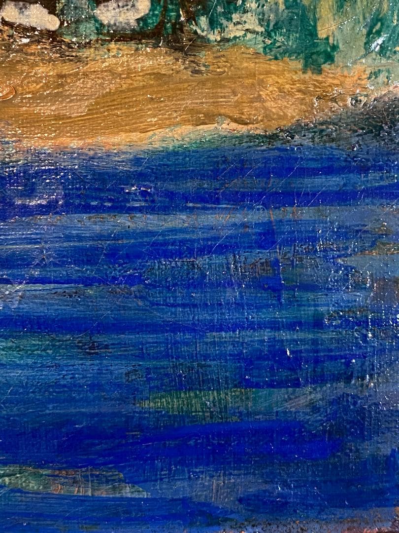 「真作」作者不明　風景画　油彩画　額装　サイン有り　F6号