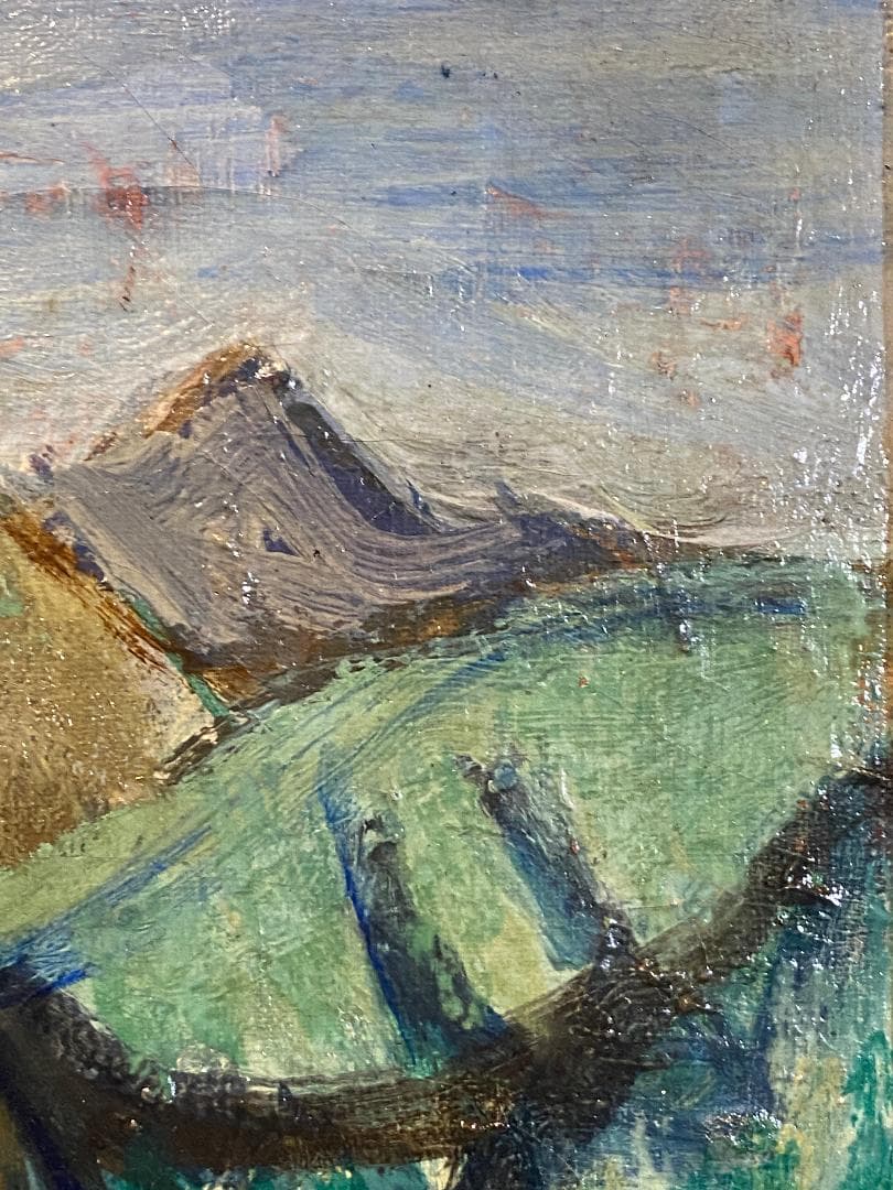 「真作」作者不明　風景画　油彩画　額装　サイン有り　F6号