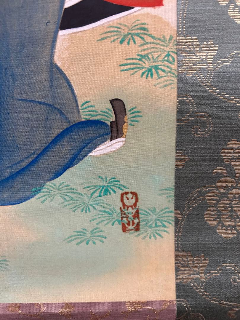 k*3様 橋本永郁 聴琴　美人図　双幅 共箱 漆塗軸先 掛け軸　骨董品