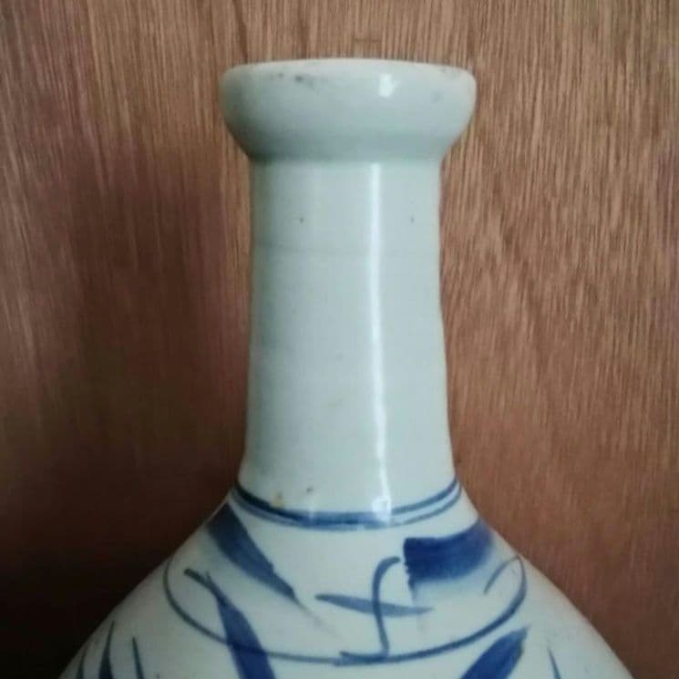 古伊万里　大徳利　染付け　江戸　明治　和骨董　雨垂れが景色です