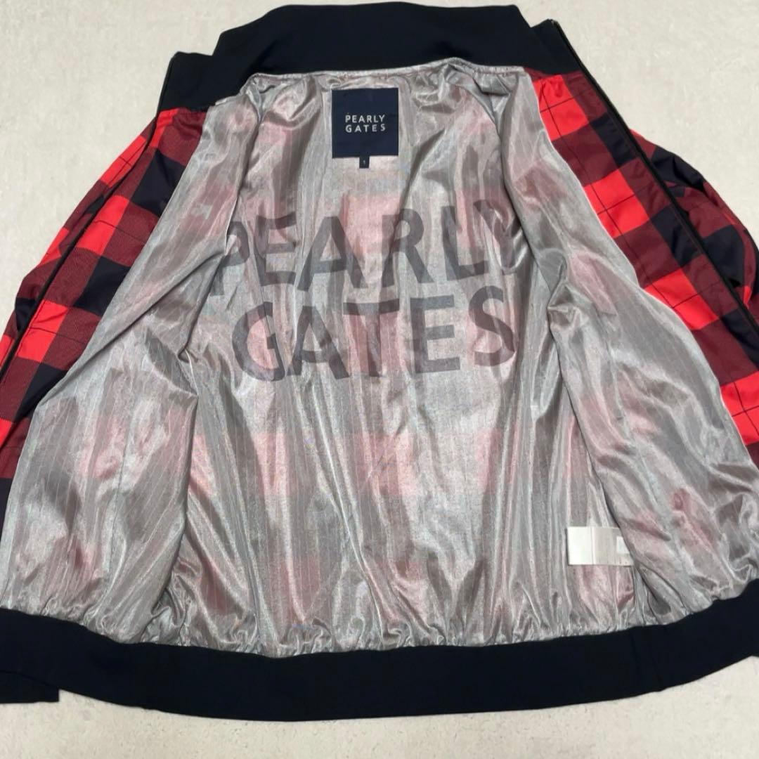 美品　近年　パーリーゲイツ　蓄熱裏地　スニード　ジャケット　チェック　レッド