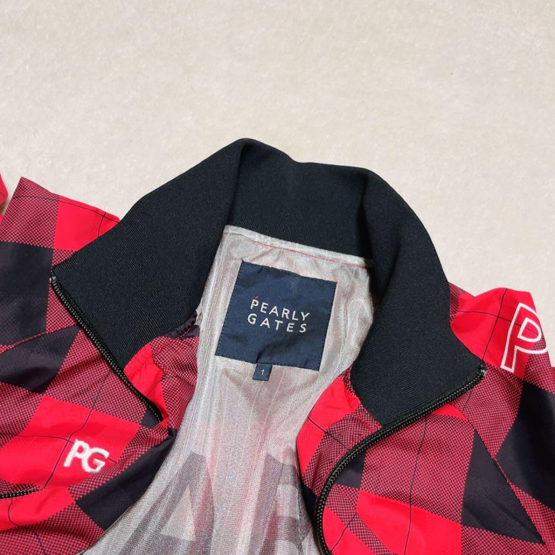 美品　近年　パーリーゲイツ　蓄熱裏地　スニード　ジャケット　チェック　レッド