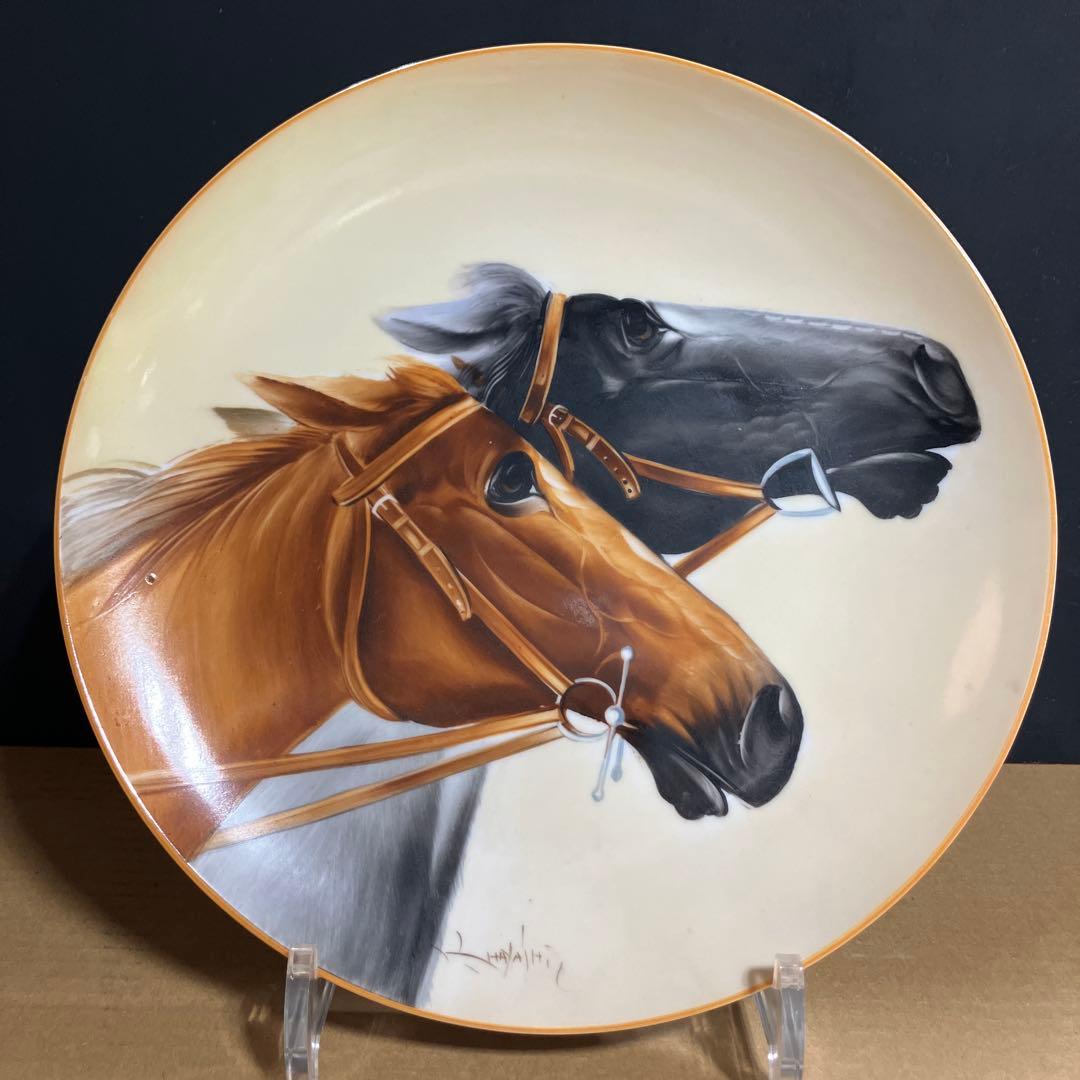 馬の絵皿・ハンドぺイント (数少ない馬の絵皿)
