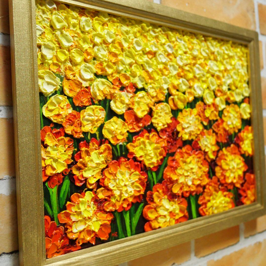 油絵 絵画 マリーゴールド【A4】