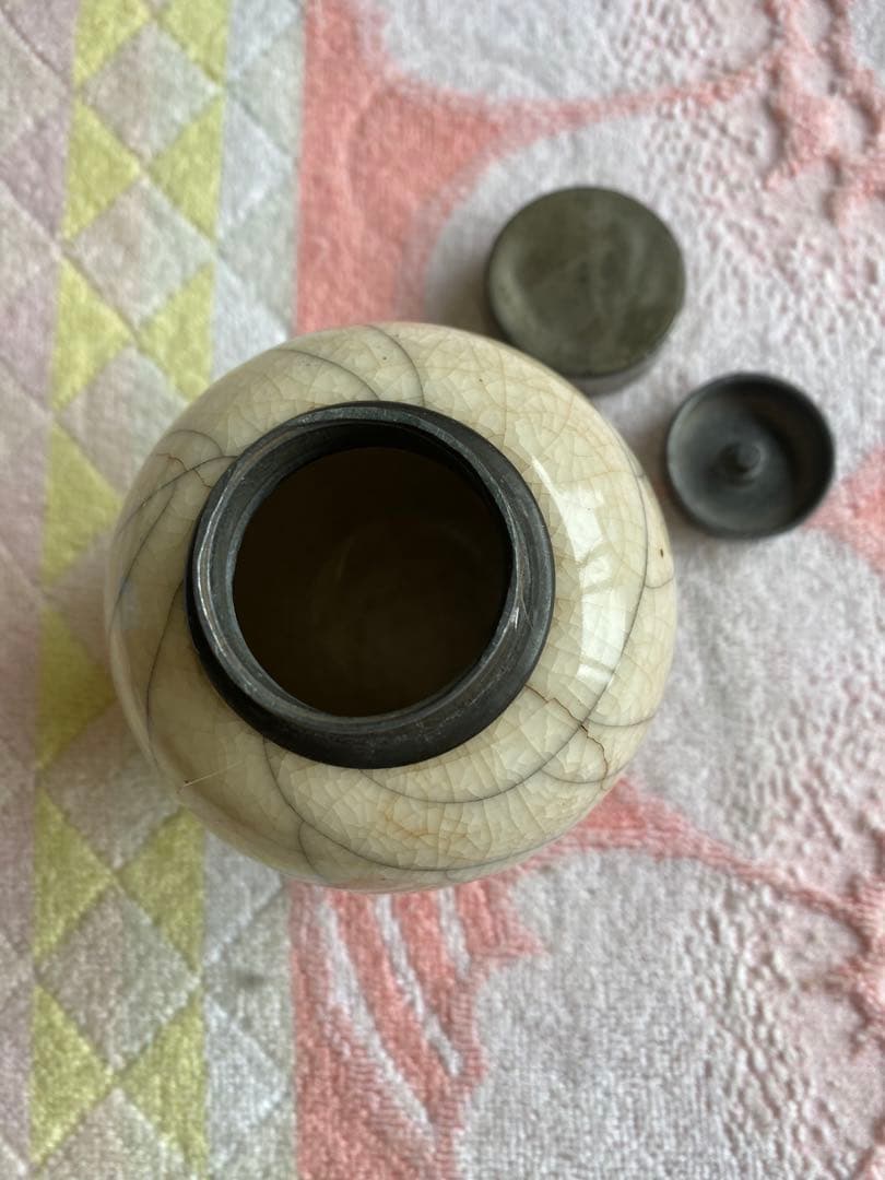 茶入　茶器　茶入れ　煎茶道具　骨董　茶道具　錫蓋