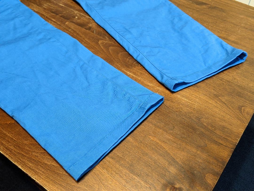 ビームス　ゴルフ　ロングパンツ　ベルトデザイン　ウエストゴム　ストレッチ　青