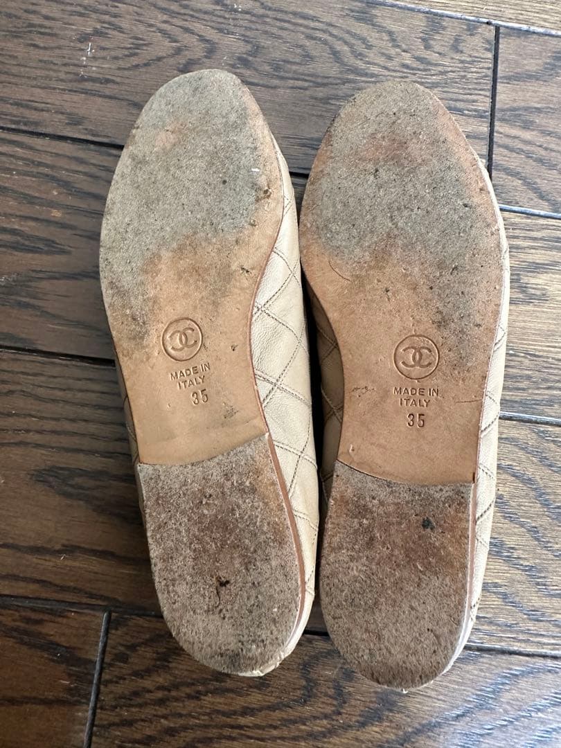 希少 CHANEL シャネル マトラッセ バレエシューズ 35 ベージュ