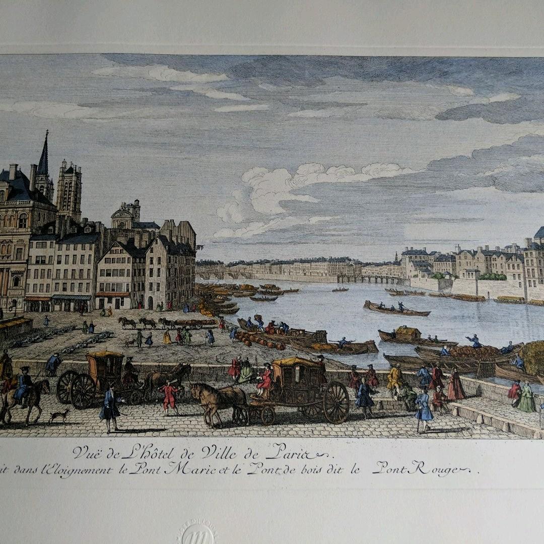 ルーブル美術館で購入 真正リトグラフ（版画）　パリ市庁舎