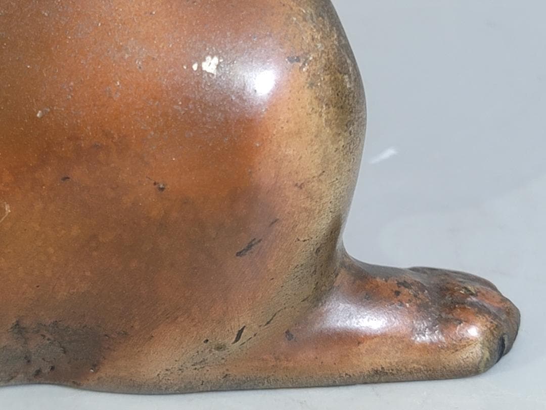 可愛い 遊 犬 置物 銅製 二件 DT592