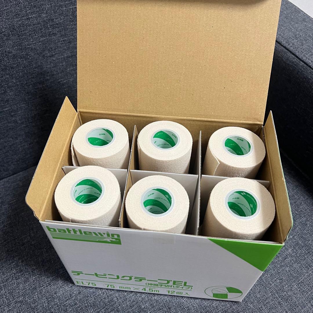ニチバンテーピング　EL75 75mm×4.5m（伸縮手切れタイプ）×12個