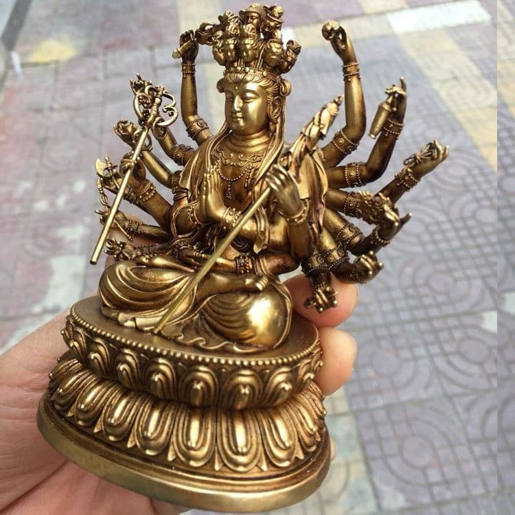 仏教美術 仏像 準提母菩薩仏像 十八臂仏母 仏堂供仏 彫刻 置物 開運風水銅製