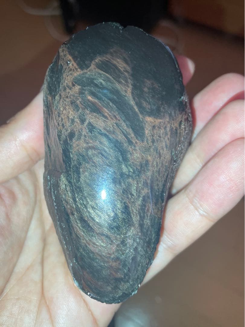 研磨品　十勝石玲瓏　ゴールデンマホガニーオブシディアン　特級品
