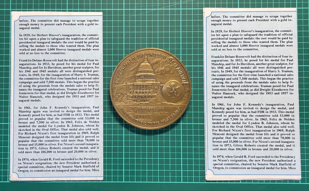 Ronald Reagan ロナルド レーガン1981年大統領就任ブロンズメダル