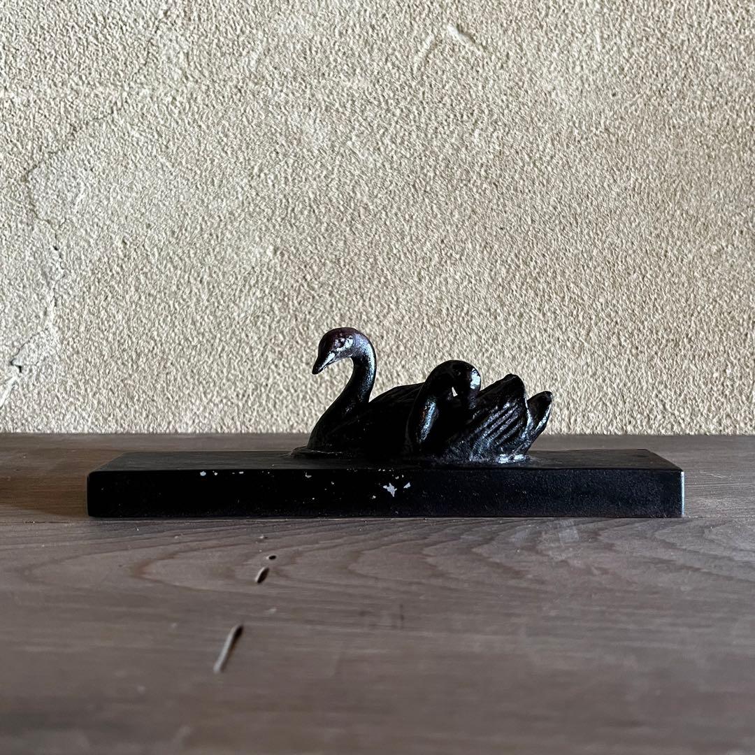 会田富康　會田富康　鳥　白鳥　金工　共箱あり　黒　親子　夫婦　23.4.21