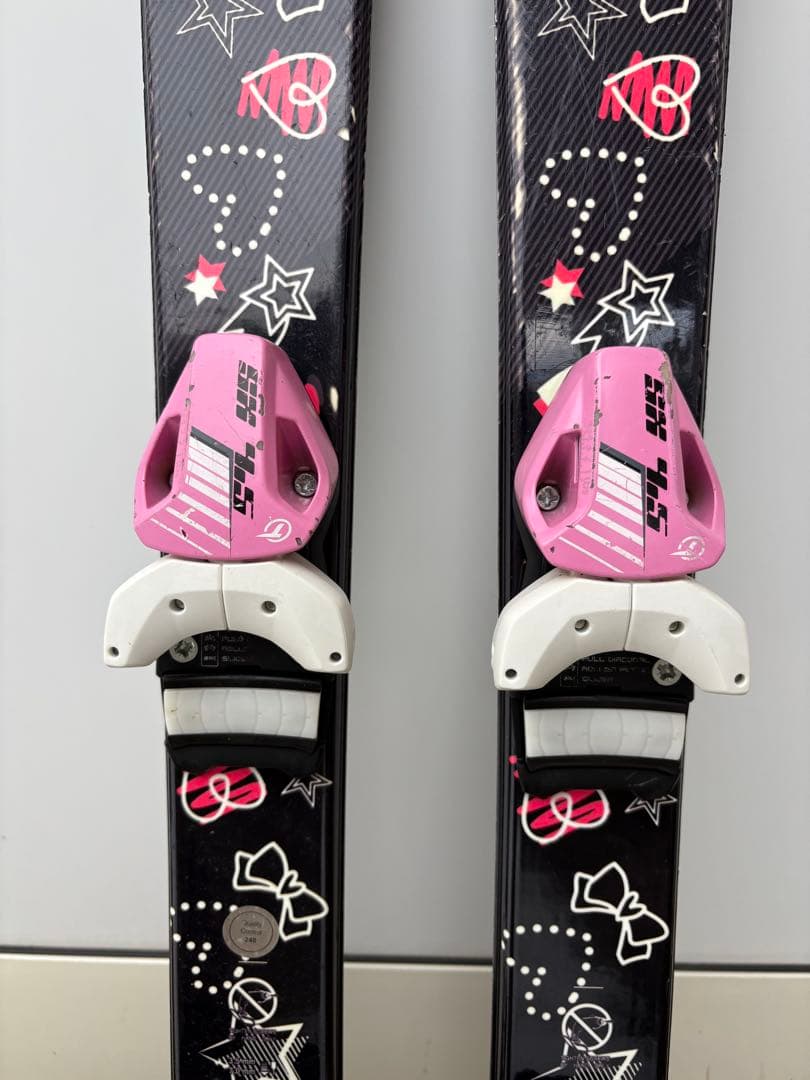 110㎝ スキー板 ストック ブーツ 黒ピンク