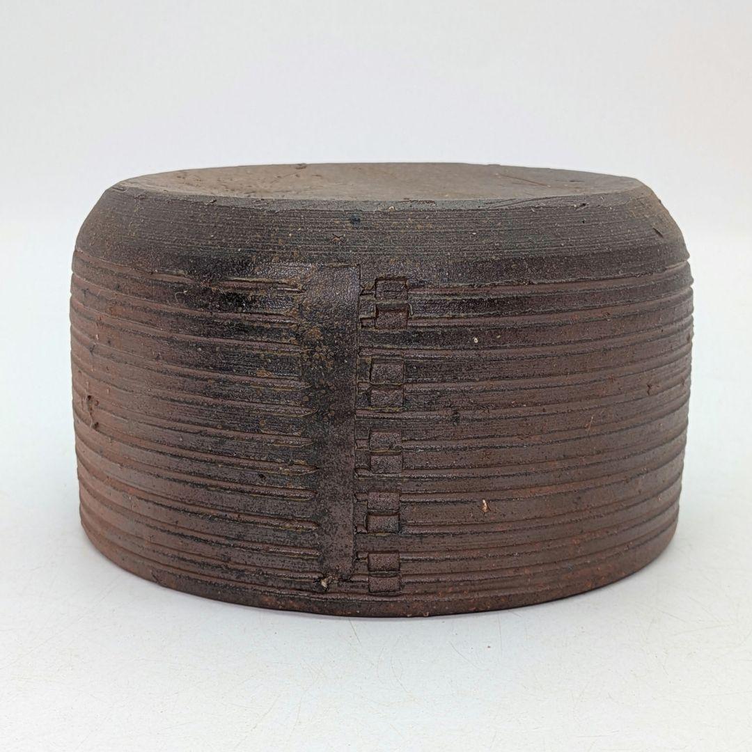 岡山県重要無形文化財 伊勢崎満 備前焼 建水 共箱栞 抹茶道具 茶器 茶こぼし