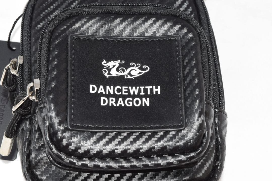新品☆ダンスウィズドラゴン カーボンレザーマルチポーチ☆ブラック