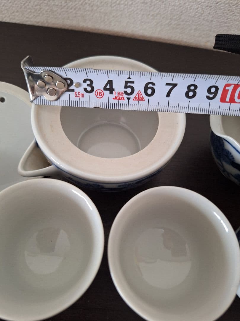 最終値下げ　煎茶器　揃　松竹梅　九谷焼　染付 　煎茶道具　未使用　湯冷まし　茶杯