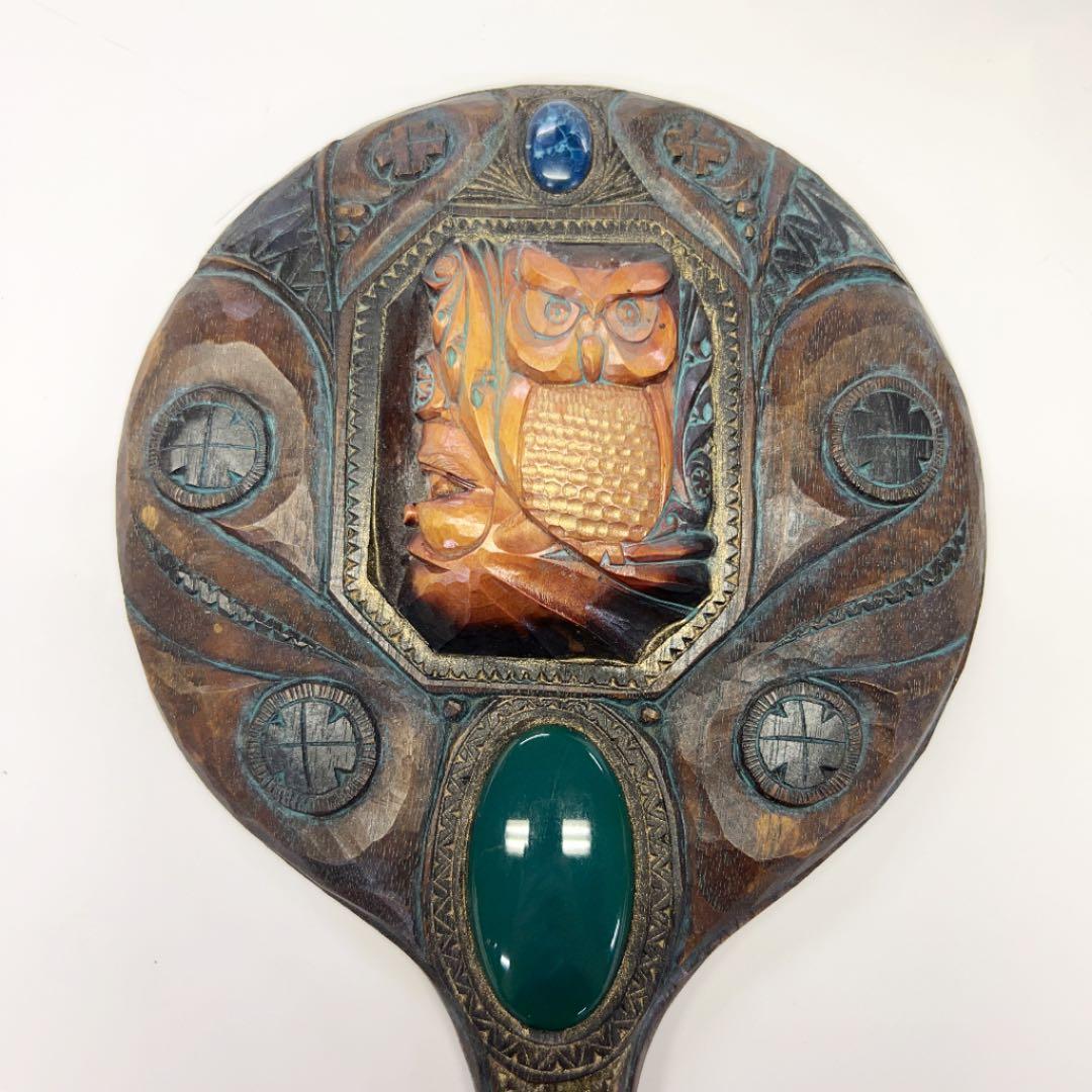 アイヌコタン　西田智三さん　ハンドミラー　手鏡　エカシ　コタンコロカムイ　天然石