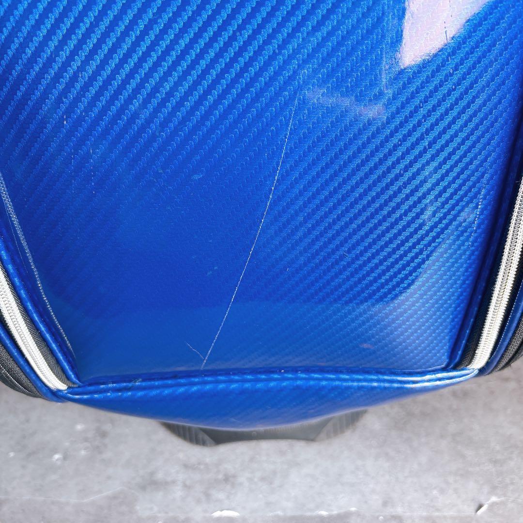 キャディバッグ　9.5型　5部割　ポルシェ　エナメル　カーボン調　ブルーネイビー